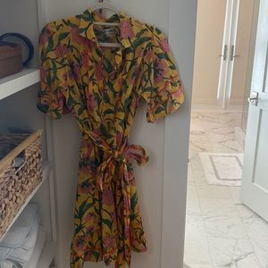 Colorful floral dress with waist tie